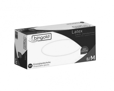 BINGOLD Latex BLACK - Polymerbeschichtete Latex Einweghandschuhe aus Naturkautschuklatex puderfrei, schwarz, 100 Stück/Box