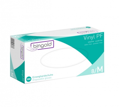 BINGOLD Vinyl 45Plus - Einweghandschuhe aus Polyvinylchlorid puderfrei, transparent, 100 Stück/Box
