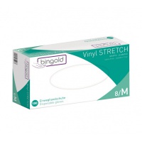 BINGOLD Vinyl Stretch 50Plus - Einweghandschuhe aus Polyvinylchlorid puderfrei, cremefarben, 100 Stück/Box