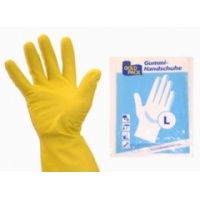 BINGOLD Gummihandschuhe puderfrei, gelb - Latex Mehrweghandschuhe aus Naturkautschuklatex - 
