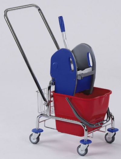 Einfachfahrwagen mit Deichsel und Korb verchromt 1 x 17 Liter