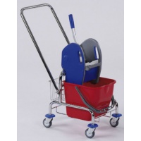 Einfachfahrwagen mit Deichsel und Korb verchromt 1 x 17 Liter