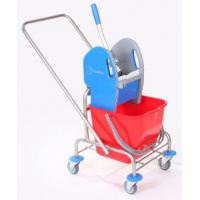 Einfachfahrwagen Edelstahl mit Deichsel 1 x 17 Liter