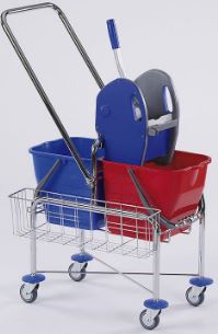 Doppelfahrwagen Top mit Deichsel und Korb verchromt 2 x 17 Liter