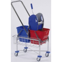 Doppelfahrwagen Top mit Deichsel und Korb verchromt 2 x 17 Liter