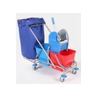 Ausgestatteter Doppelfahrwagen Plus, Edelstahl 2 x 17 Liter (ohne Sack)