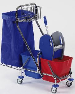Ausgestatteter Doppelfahrwagen Plus, verchromt 2 x 17 Liter (ohne Sack)