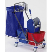 Ausgestatteter Doppelfahrwagen Plus, verchromt 2 x 17 Liter (ohne Sack)
